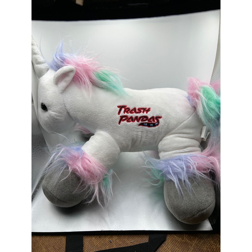 FOCO Rocket City Trash Pandas MiLB Plush Unicorn White Pastel Baseball Mascot